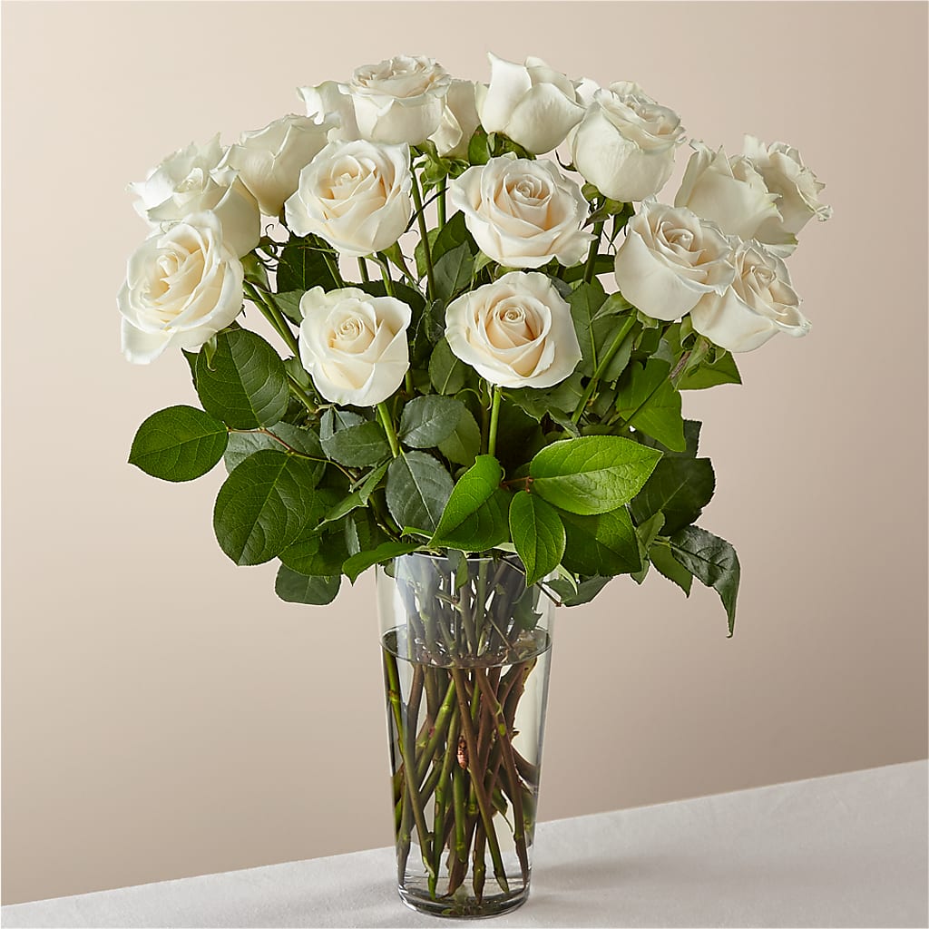 Long Stem White Rose Bouquet – Harpers House Of Flowers, Goldsboro NC