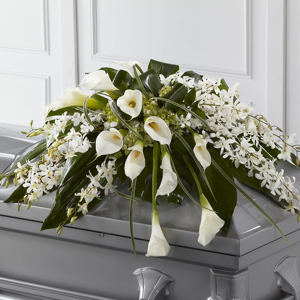 Angel Wings Casket Spray – Harpers House Of Flowers, Goldsboro NC