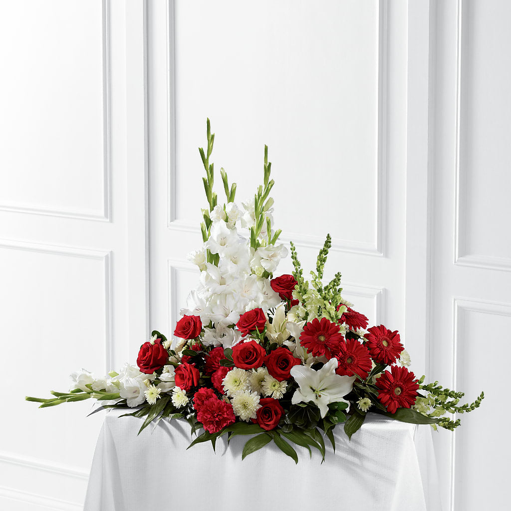 Crimson & White Arrangement – Harpers House Of Flowers, Goldsboro NC
