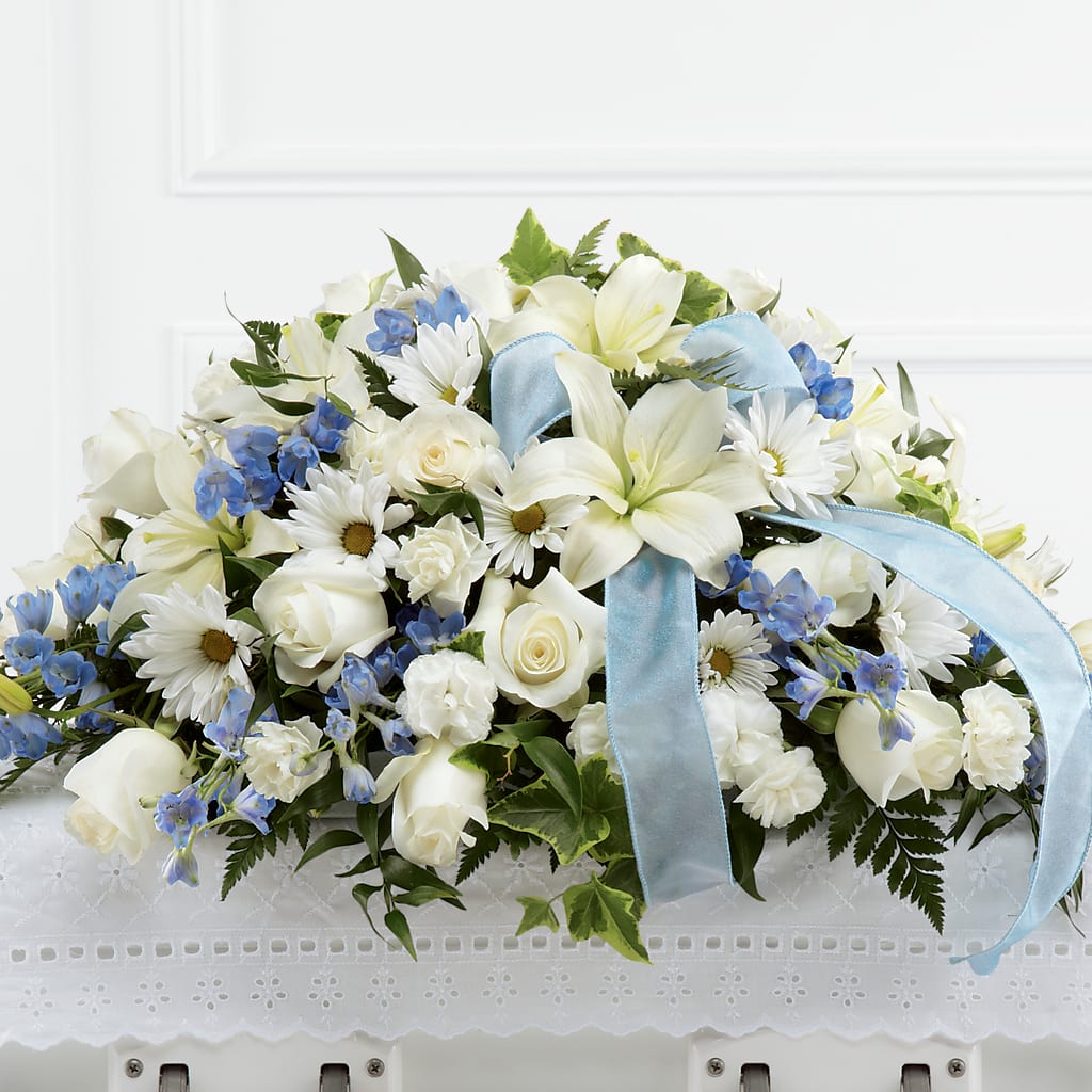 Tender Treasure Casket Spray – Harpers House Of Flowers, Goldsboro NC