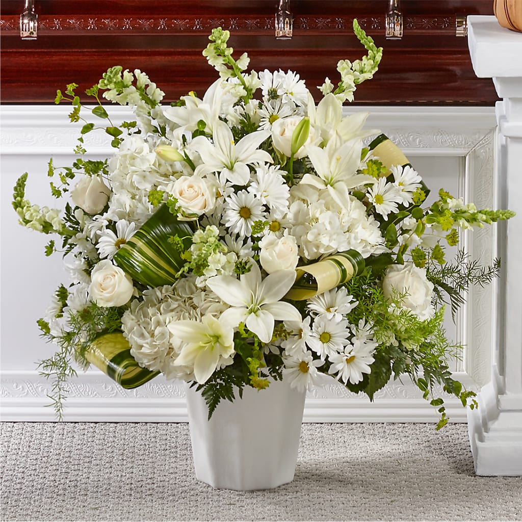 Thoughts of Tranquility Floor Basket – Harpers House Of Flowers, Goldsboro NC