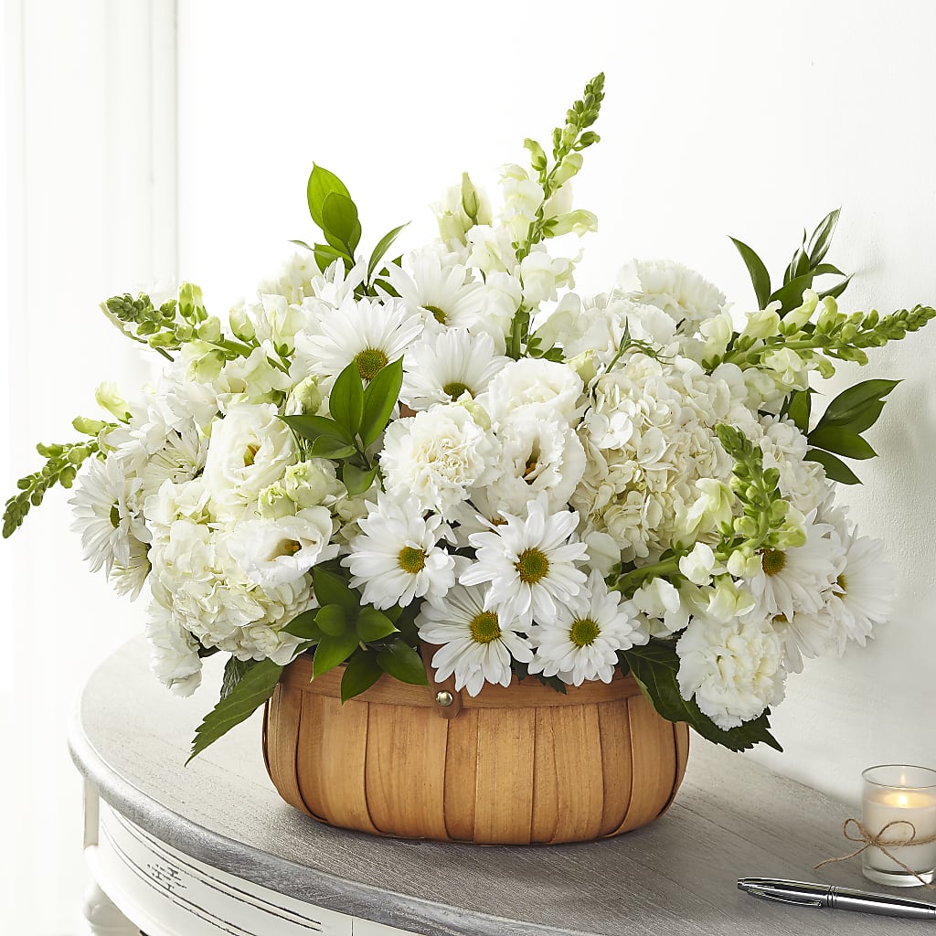 Pure Ivory Basket – Harpers House Of Flowers, Goldsboro NC