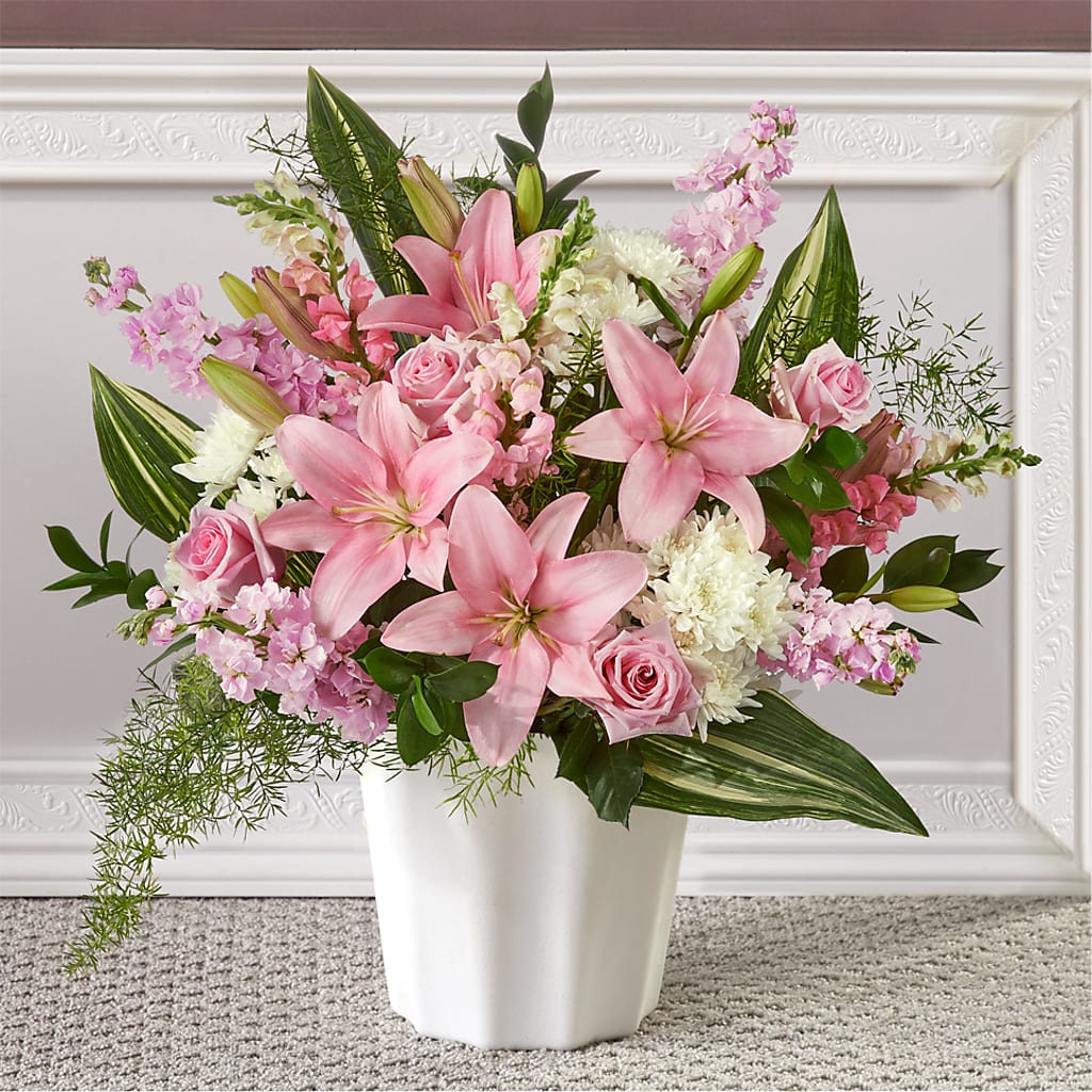 Simply Serene Floor Basket – Harpers House Of Flowers, Goldsboro NC