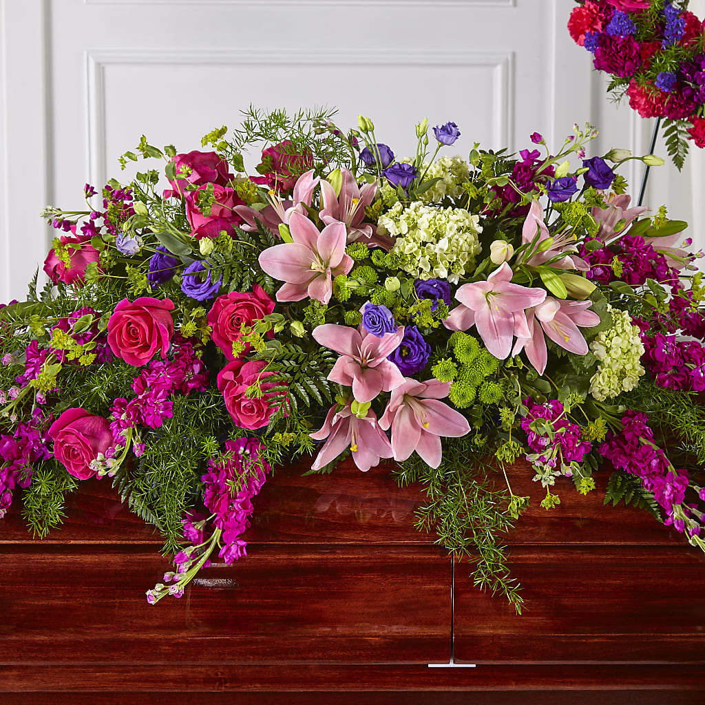 Radiant Tribute Casket Spray – Harpers House Of Flowers, Goldsboro NC