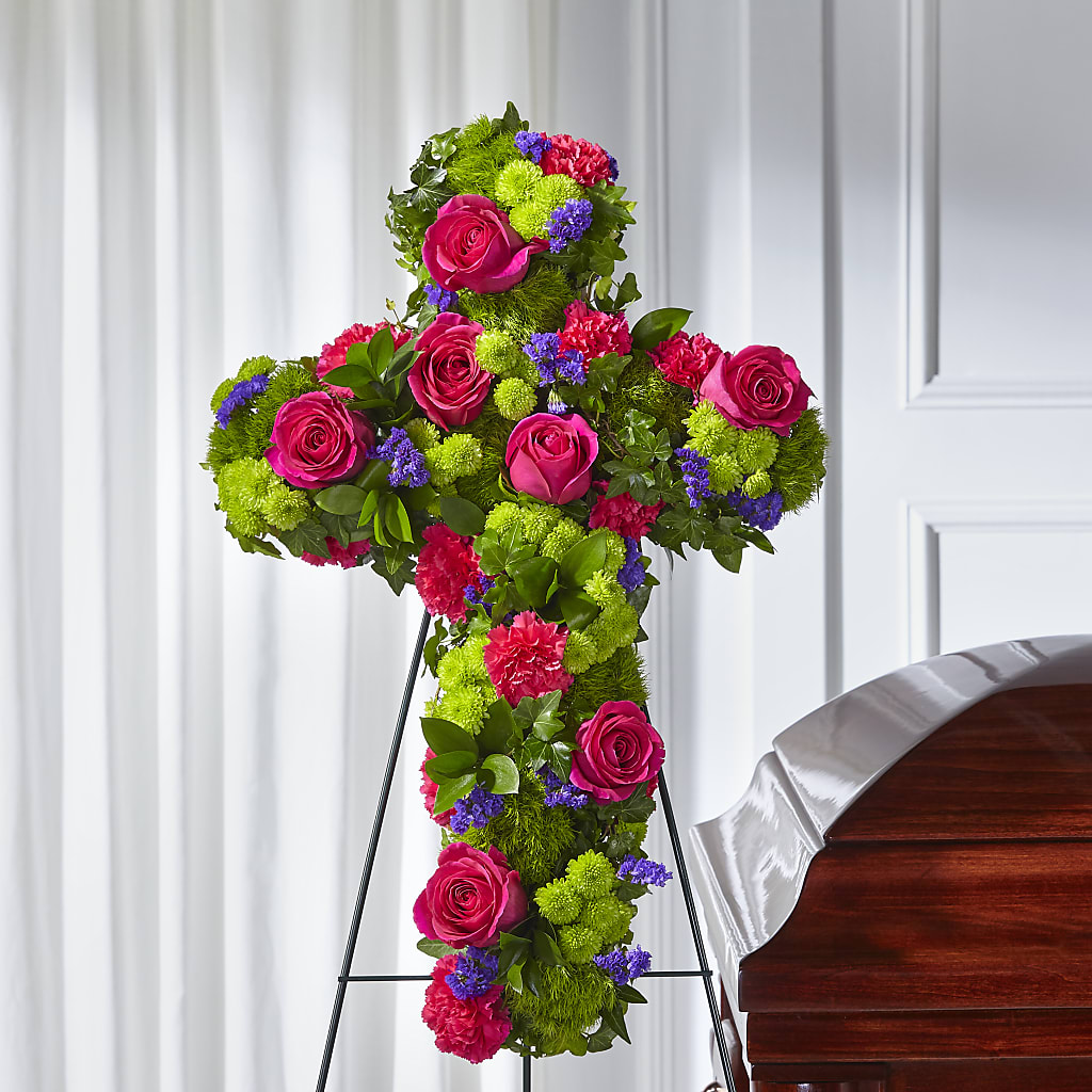 Tribute Rose Floral Cross – Harpers House Of Flowers, Goldsboro NC