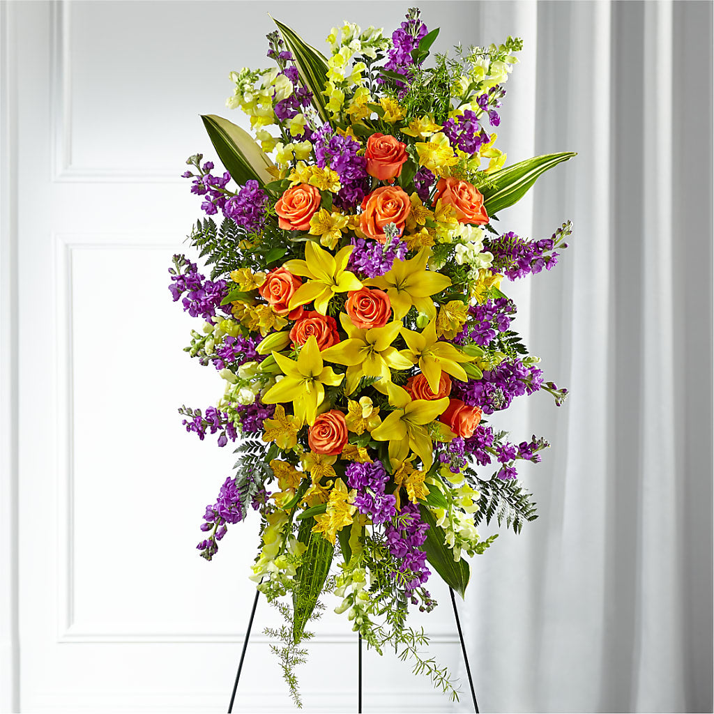 Thoughtful Prayers Standing Spray – Harpers House Of Flowers, Goldsboro NC