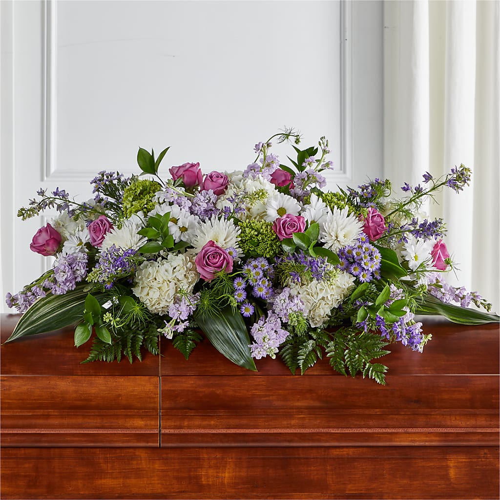 Meadows of Serenity Casket Spray – Harpers House Of Flowers, Goldsboro NC