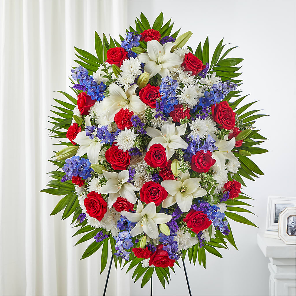 Cherished Service Standing Spray – Harpers House Of Flowers, Goldsboro NC