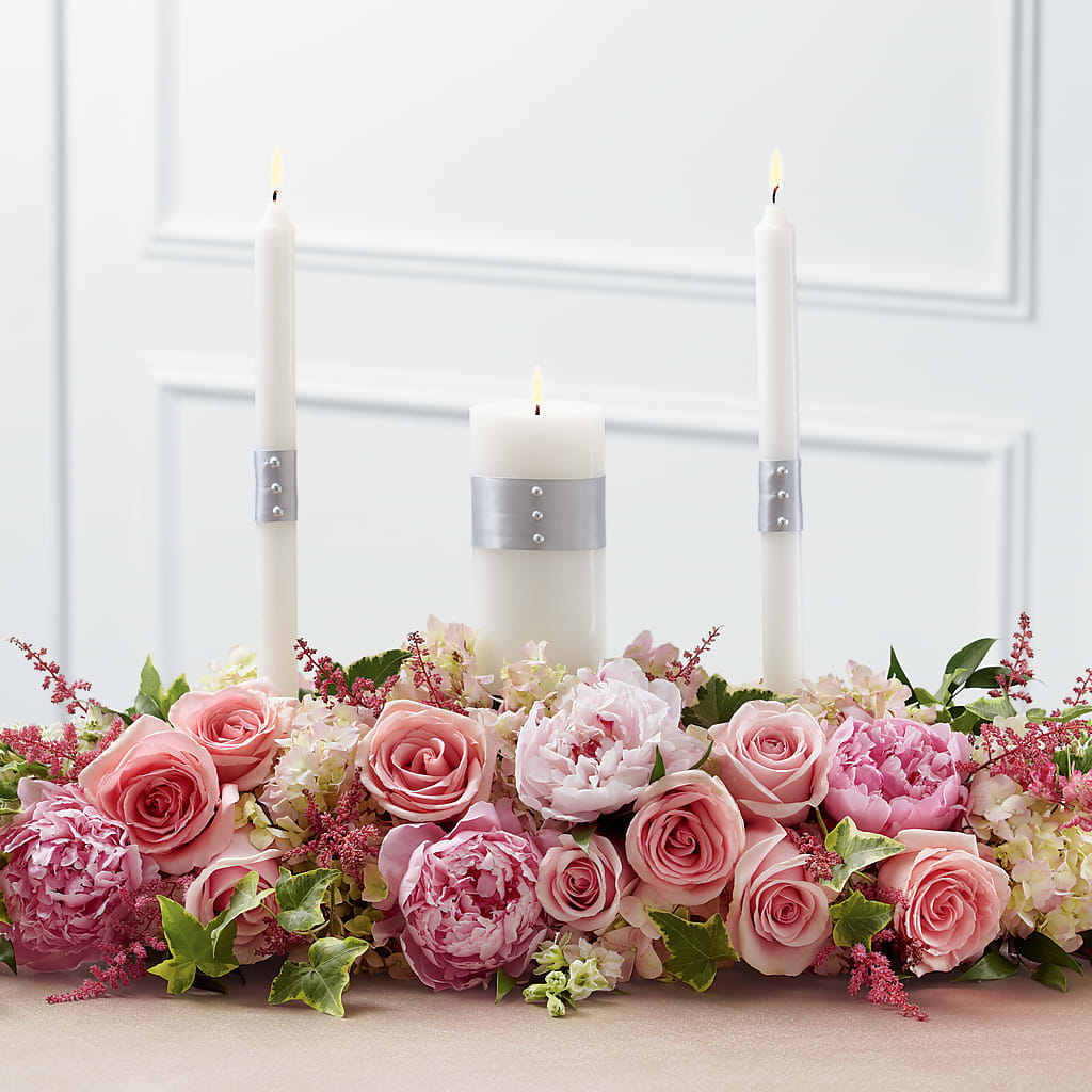 Worldwide Romance Unity Candle Arrangement – Harpers House Of Flowers, Goldsboro NC