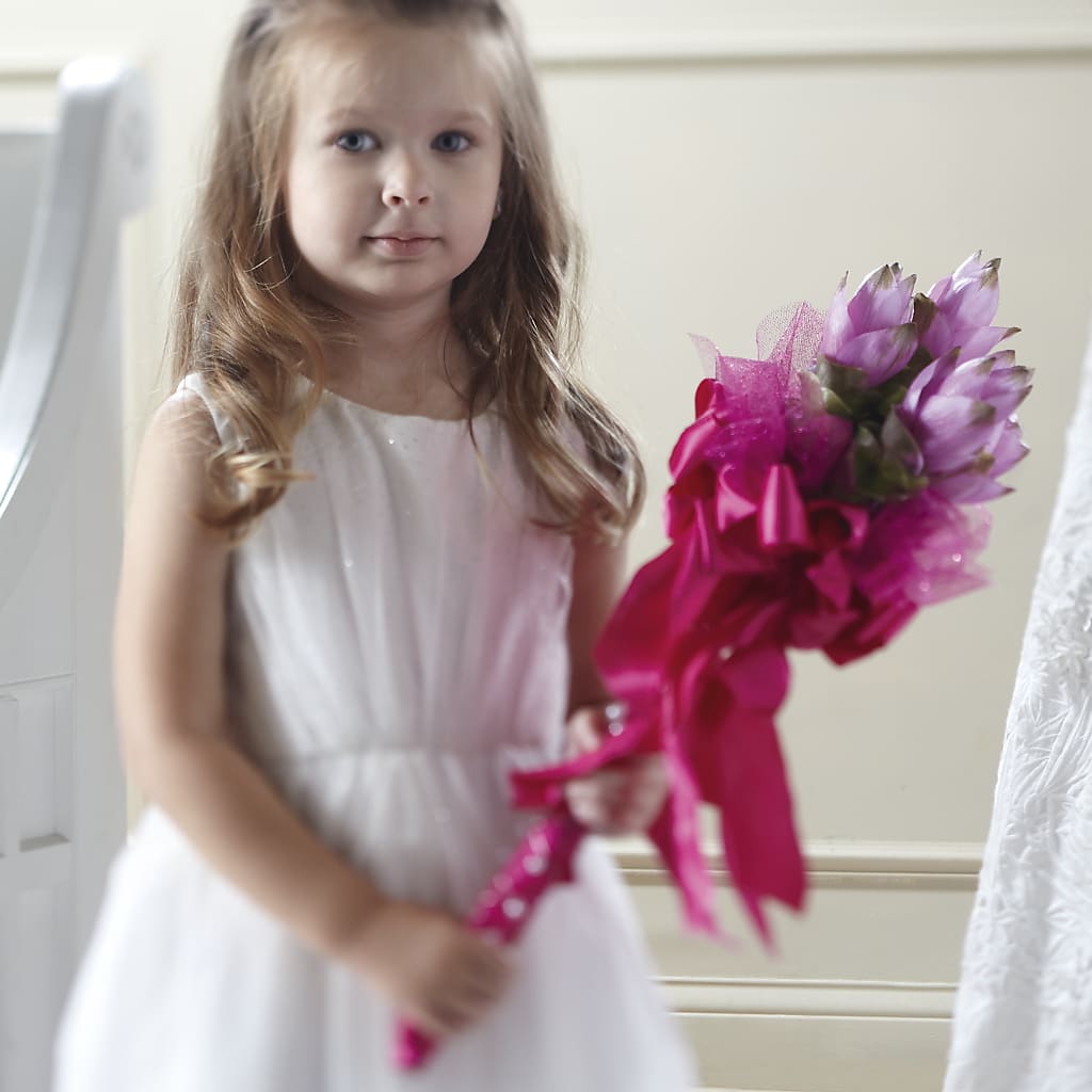 Sparkle Pink Flower Girl Bouquet – Harpers House Of Flowers, Goldsboro NC