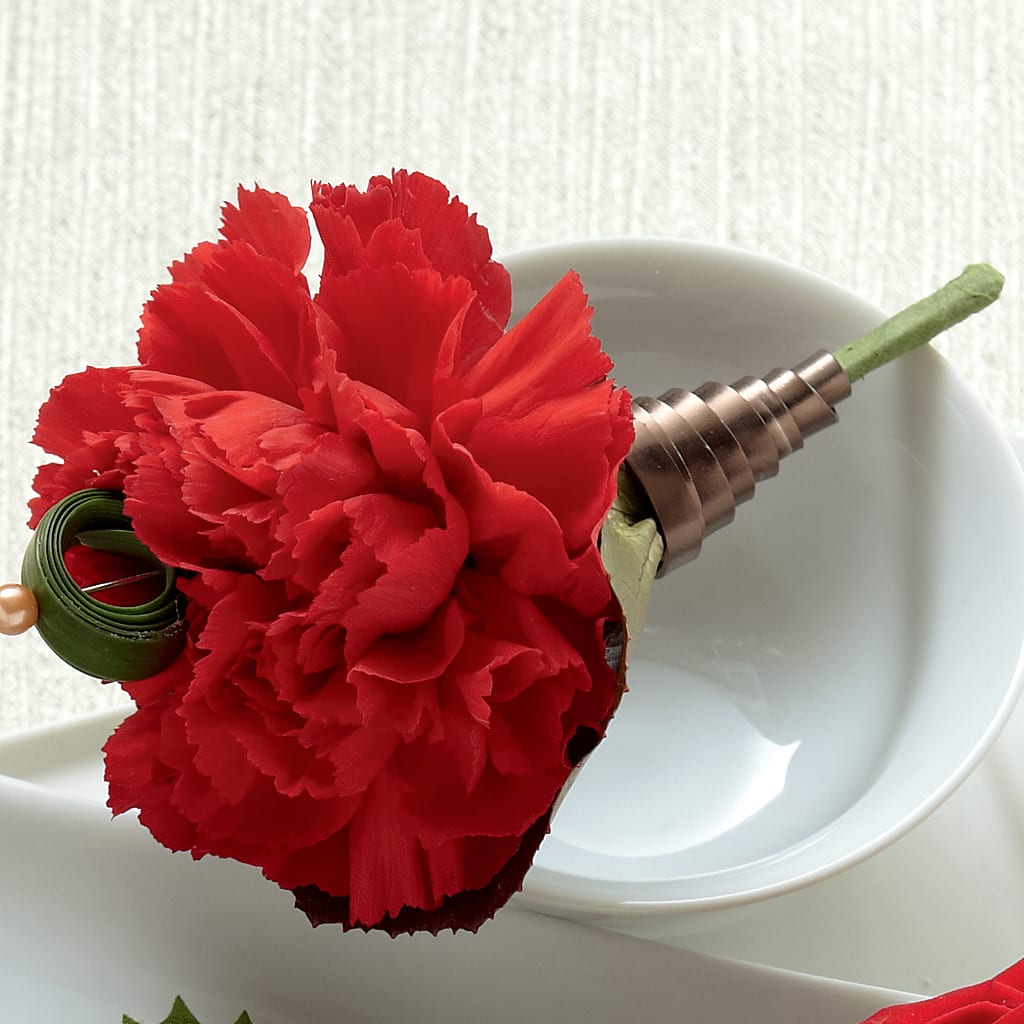 Red Carnation Boutonniere – Harpers House Of Flowers, Goldsboro NC
