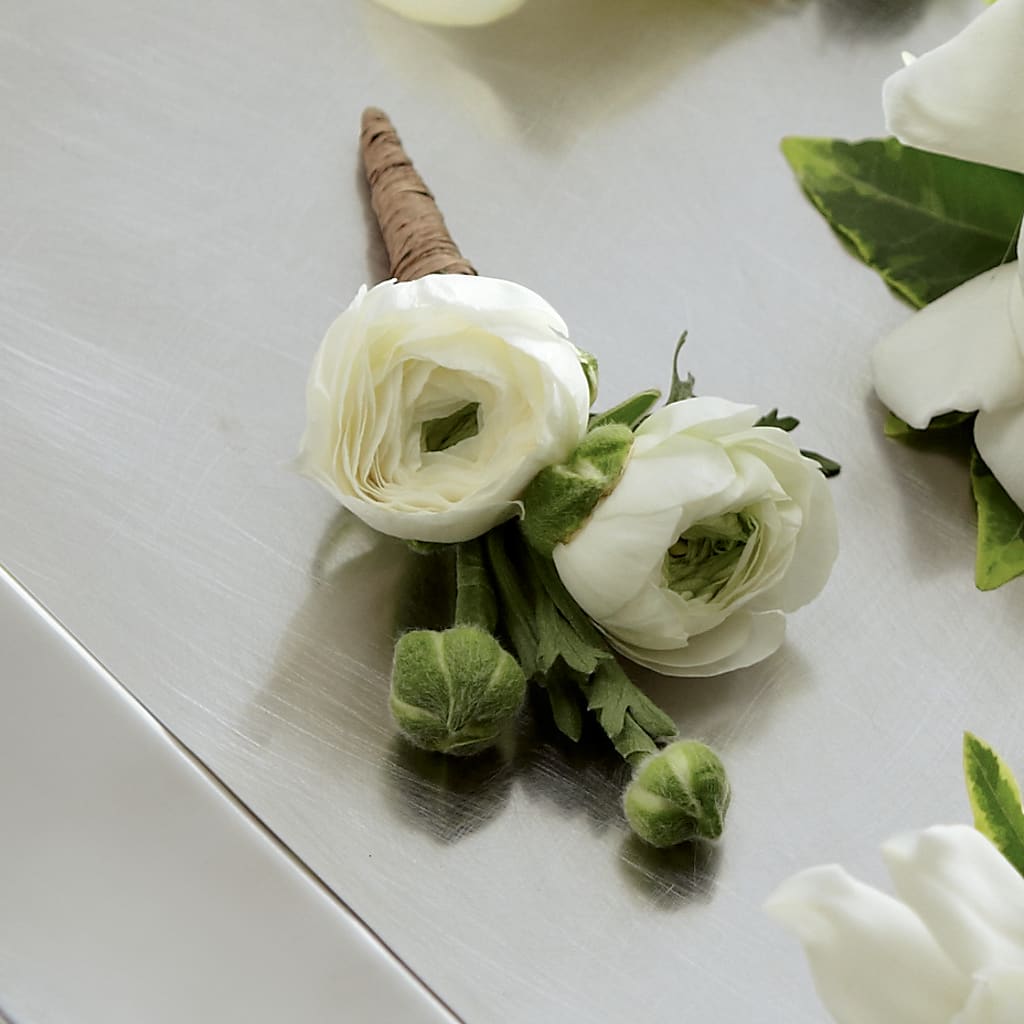 White Ranunculus Boutonniere – Harpers House Of Flowers, Goldsboro NC