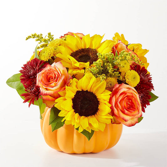 Golden Gourd Pumpkin Bouquet –  Harpers House Of Flowers, Goldsboro NC