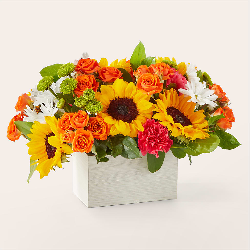 Sun-drenched Blooms Box Bouquet –  Harpers House Of Flowers, Goldsboro NC