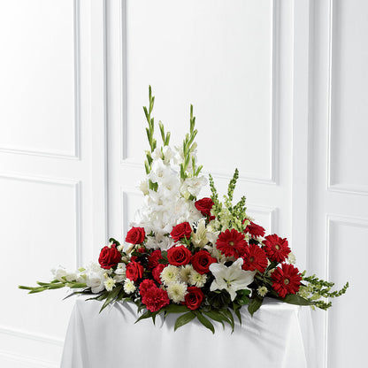 Crimson & White Arrangement –  Harpers House Of Flowers, Goldsboro NC