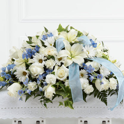 Tender Treasure Casket Spray –  Harpers House Of Flowers, Goldsboro NC