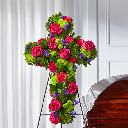 Tribute Rose Floral Cross –  Harpers House Of Flowers, Goldsboro NC