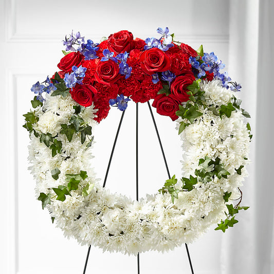 Patriotic Passion Wreath –  Harpers House Of Flowers, Goldsboro NC