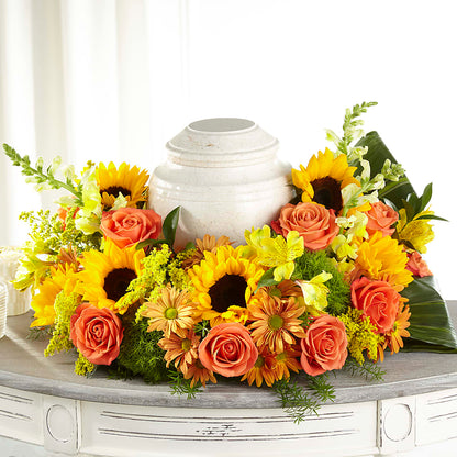 Faithful Sunflower Cremation Adornment –  Harpers House Of Flowers, Goldsboro NC