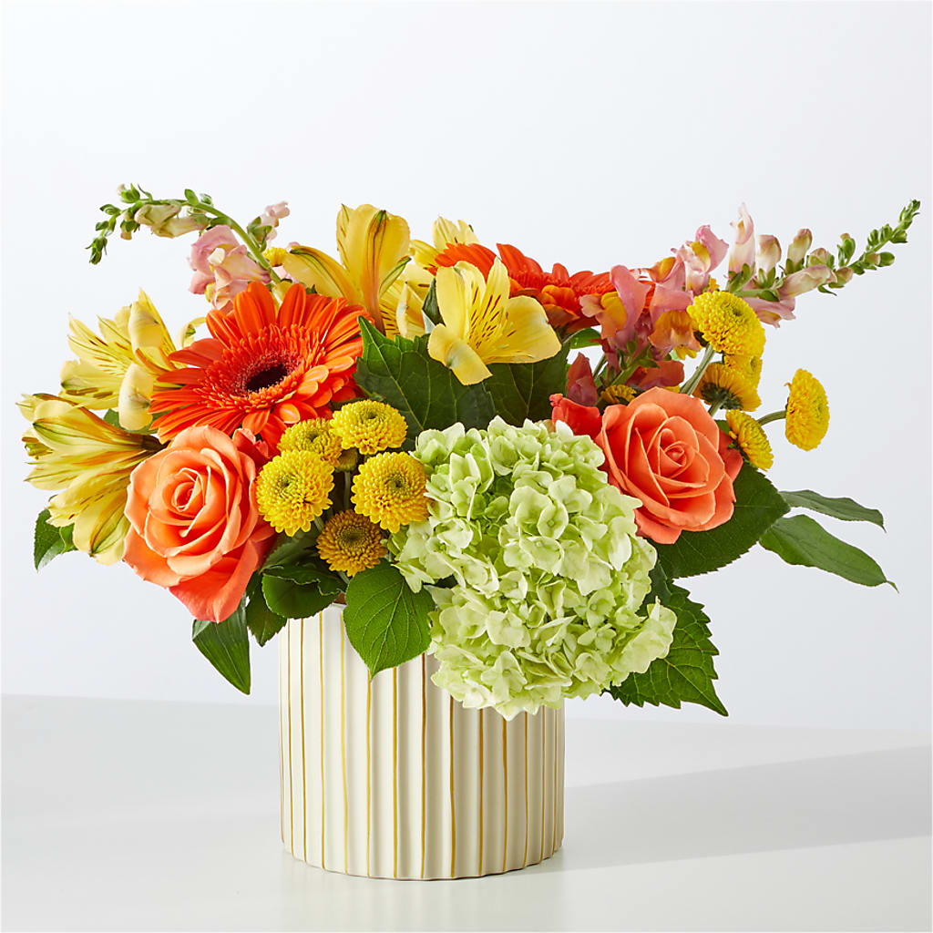 Autumn Sunshine Bouquet with Ivory Vase –  Harpers House Of Flowers, Goldsboro NC