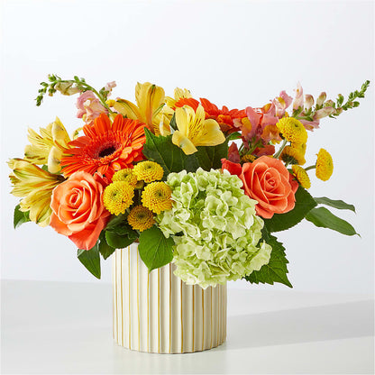 Autumn Sunshine Bouquet with Ivory Vase –  Harpers House Of Flowers, Goldsboro NC