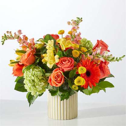 Autumn Sunshine Bouquet with Ivory Vase –  Harpers House Of Flowers, Goldsboro NC