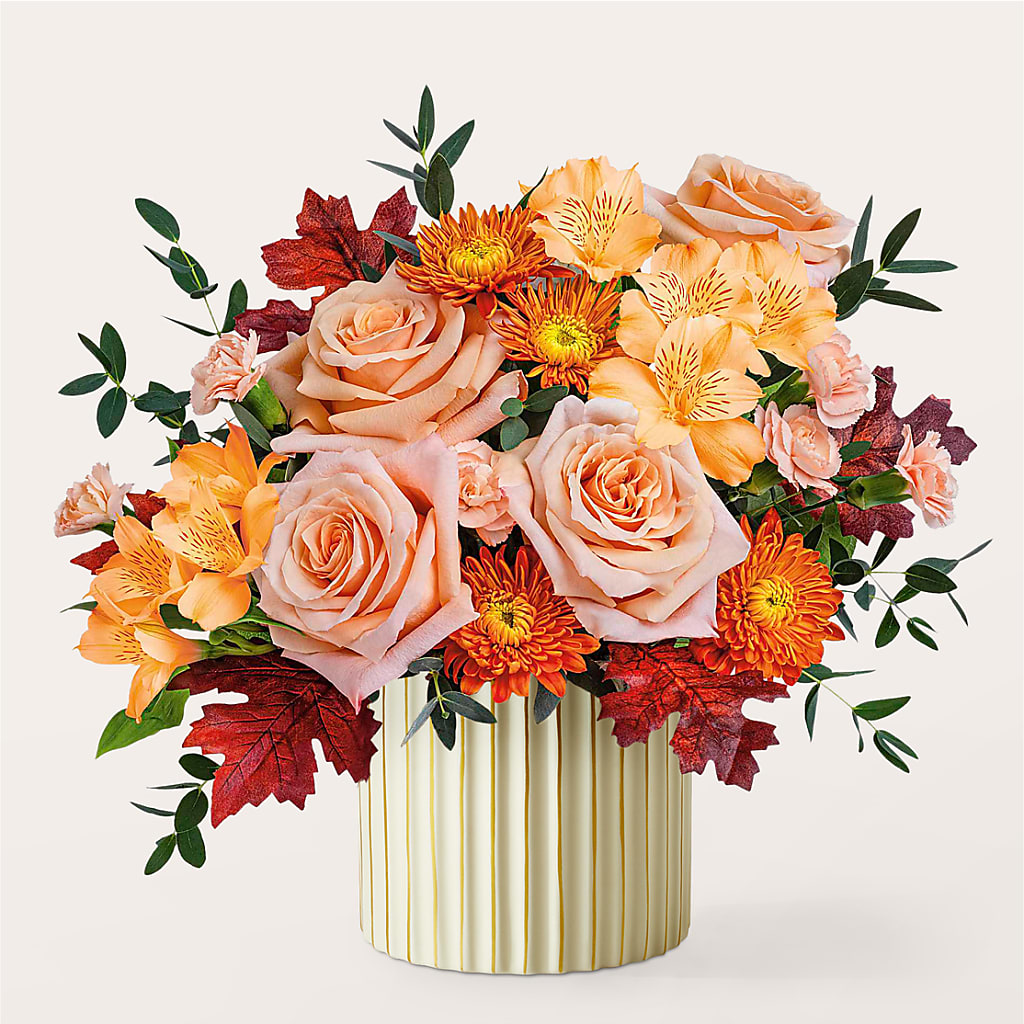 Spiced Latte Bouquet with Ivory Vase –  Harpers House Of Flowers, Goldsboro NC