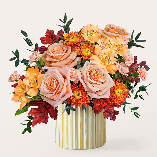 Spiced Latte Bouquet with Ivory Vase –  Harpers House Of Flowers, Goldsboro NC
