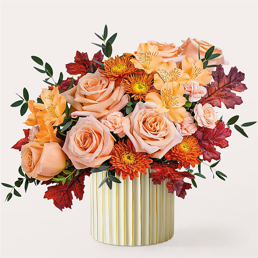 Spiced Latte Bouquet with Ivory Vase –  Harpers House Of Flowers, Goldsboro NC