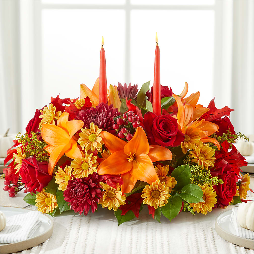 Autumn's Embrace Centerpiece –  Harpers House Of Flowers, Goldsboro NC