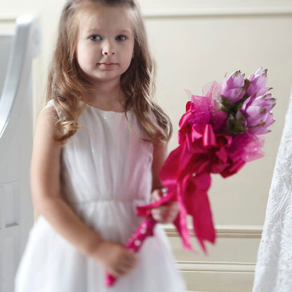 Sparkle Pink Flower Girl Bouquet –  Harpers House Of Flowers, Goldsboro NC